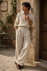 Men's Linen Wide Leg Pants
